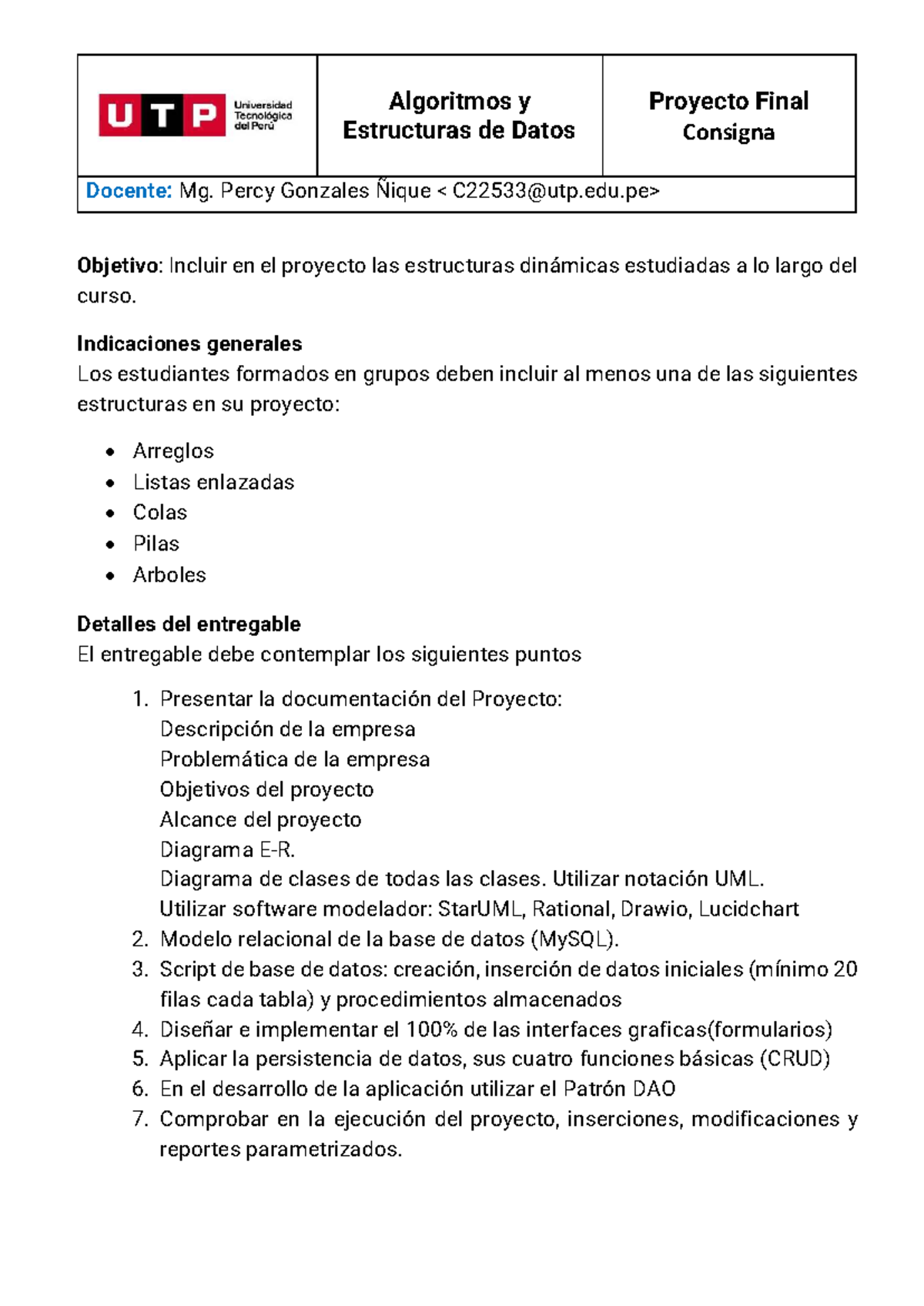 Algoritmos y estructuras de datos - Proyecto final 2023 - Studocu