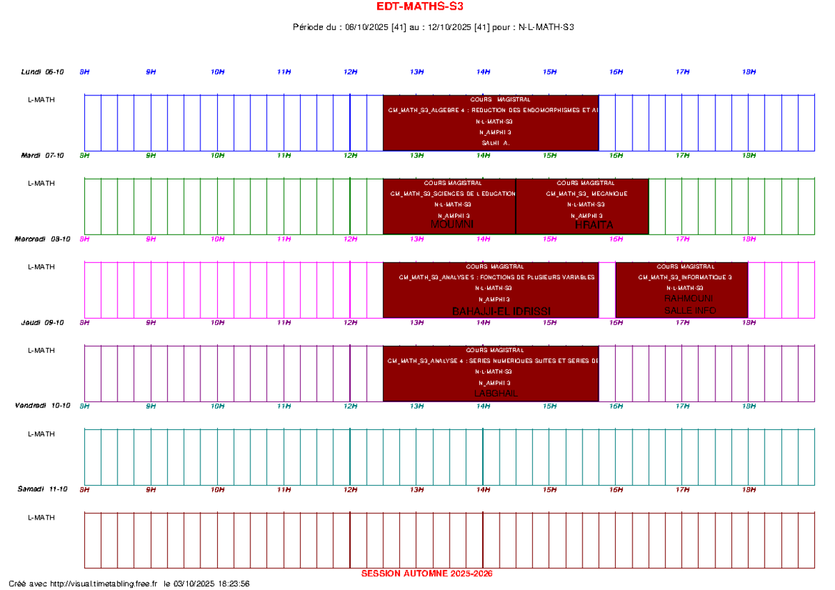 EDTMATHS3 Emploi du Temps Semaine du 06 au 12 Octobre 2025 Studocu — free download