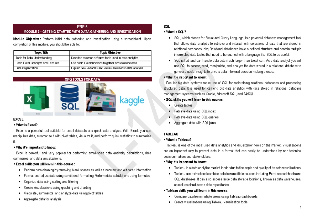 PRE 6 - Module 4: Data Warehousing & Business Intelligence Overview ...