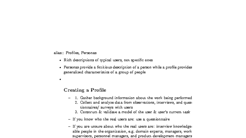 Personas & Profiles - alias:: Profiles, Personas Rich descriptions of ...