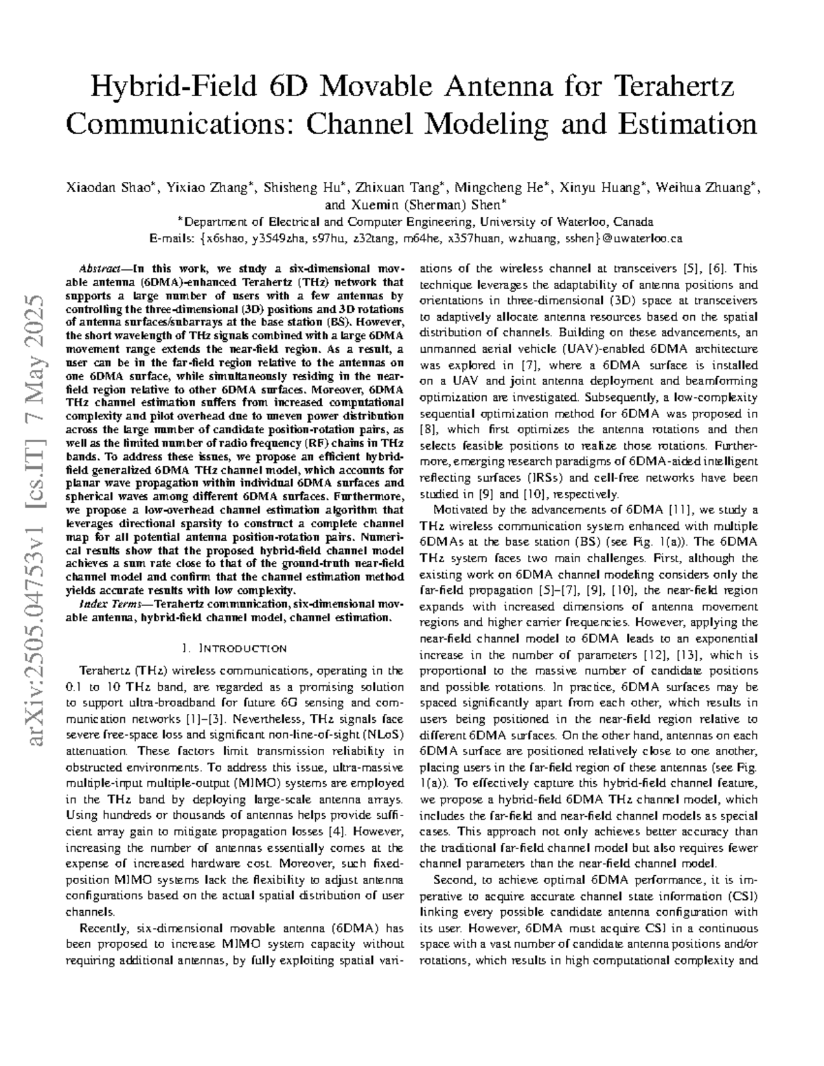 6D Movable Antenna THz Channel Modeling & Estimation for 6G - Studocu