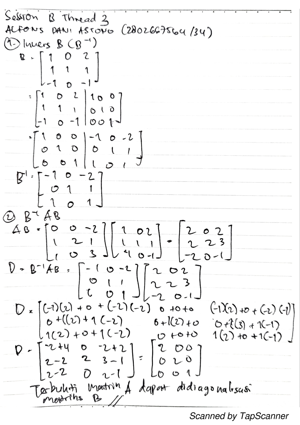 Math Session 13 Thread 3: Invers B B. A 1021 Analysis - Studocu