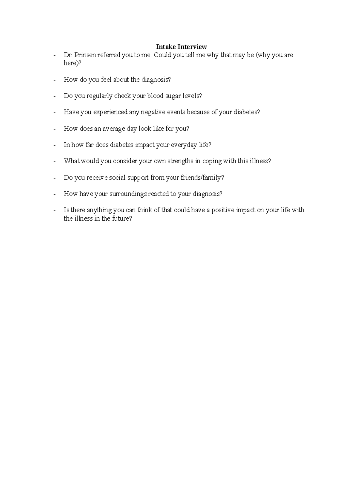 Intake Interview: Key Questions & Insights for Week 2 - Studeersnel