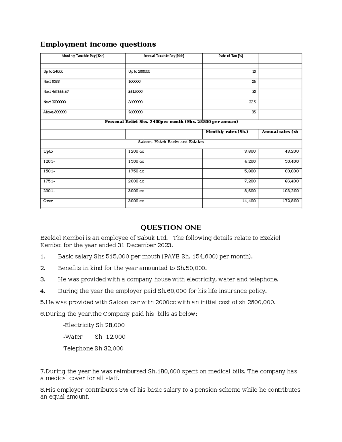 Employment Income Questions: Tax Calculations & Deductions - Studocu