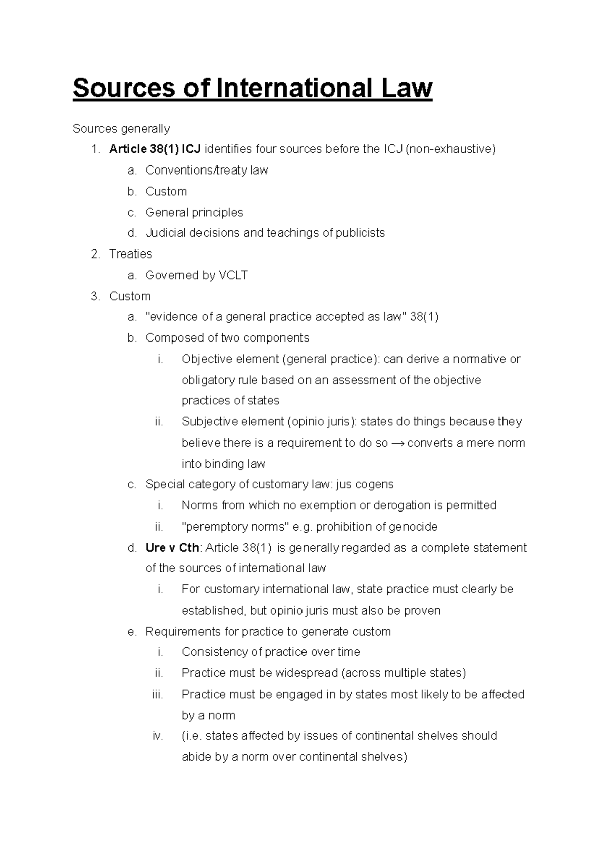 PIL303 International Law Sources and Treaties Overview Notes - Studocu