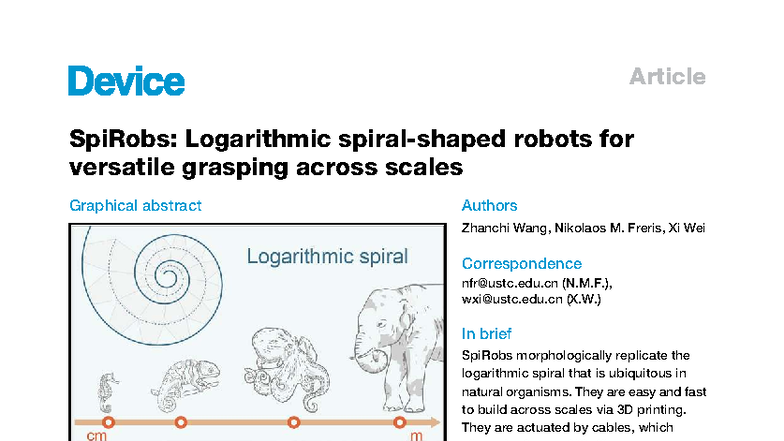 SpiRobs: Logarithmic Robots for Versatile Grasping (Device 3, 100646 ...