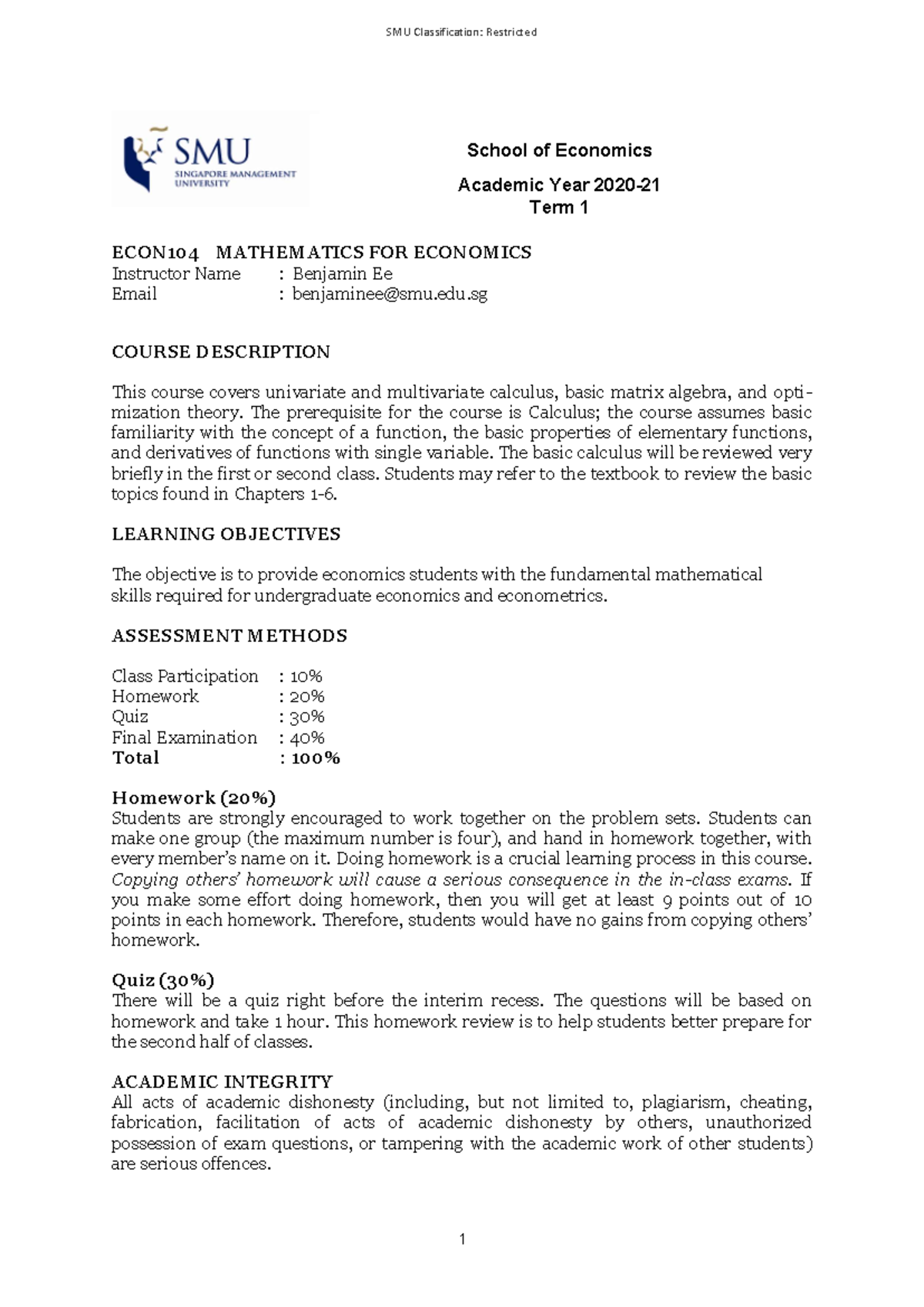 ECON104 Final Exam Review: Mathematics for Economics Concepts - Studocu