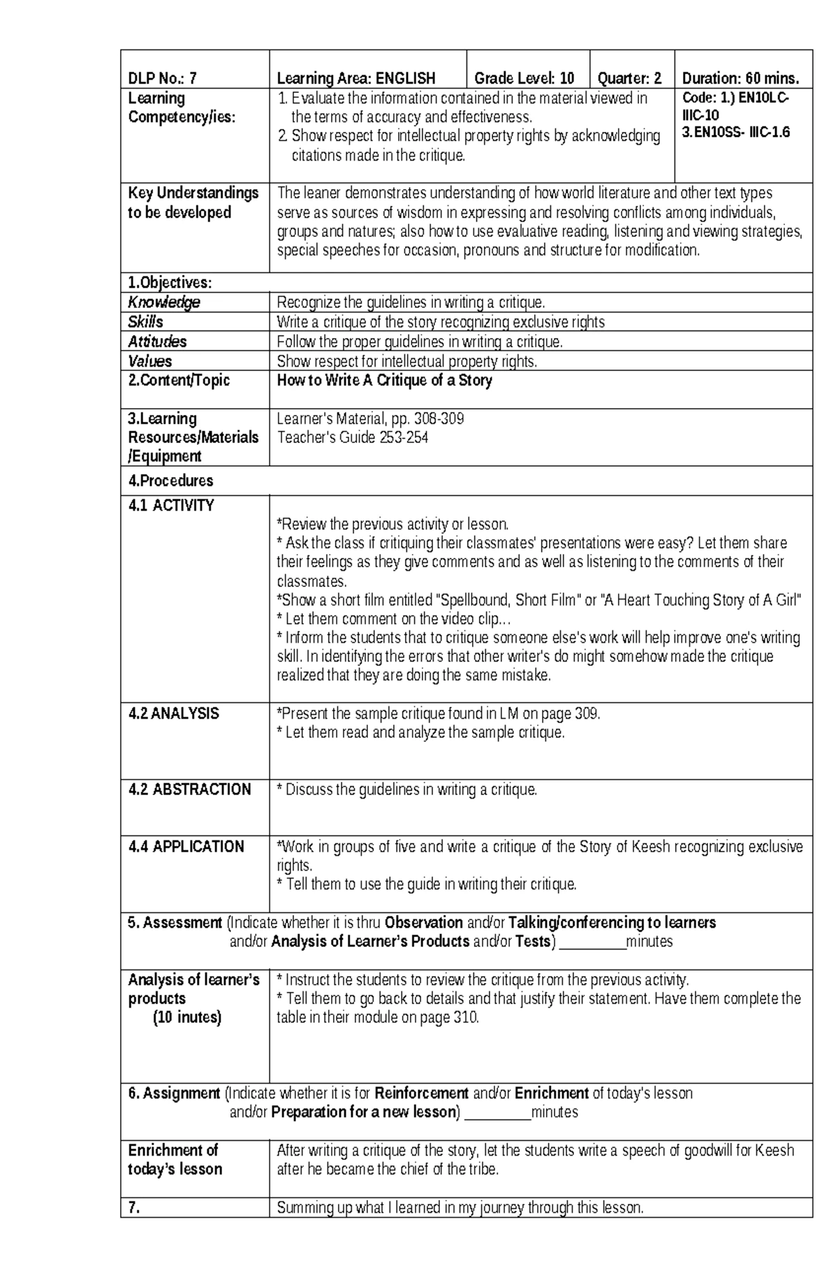Script Writing Rubric for Assessment - Studocu