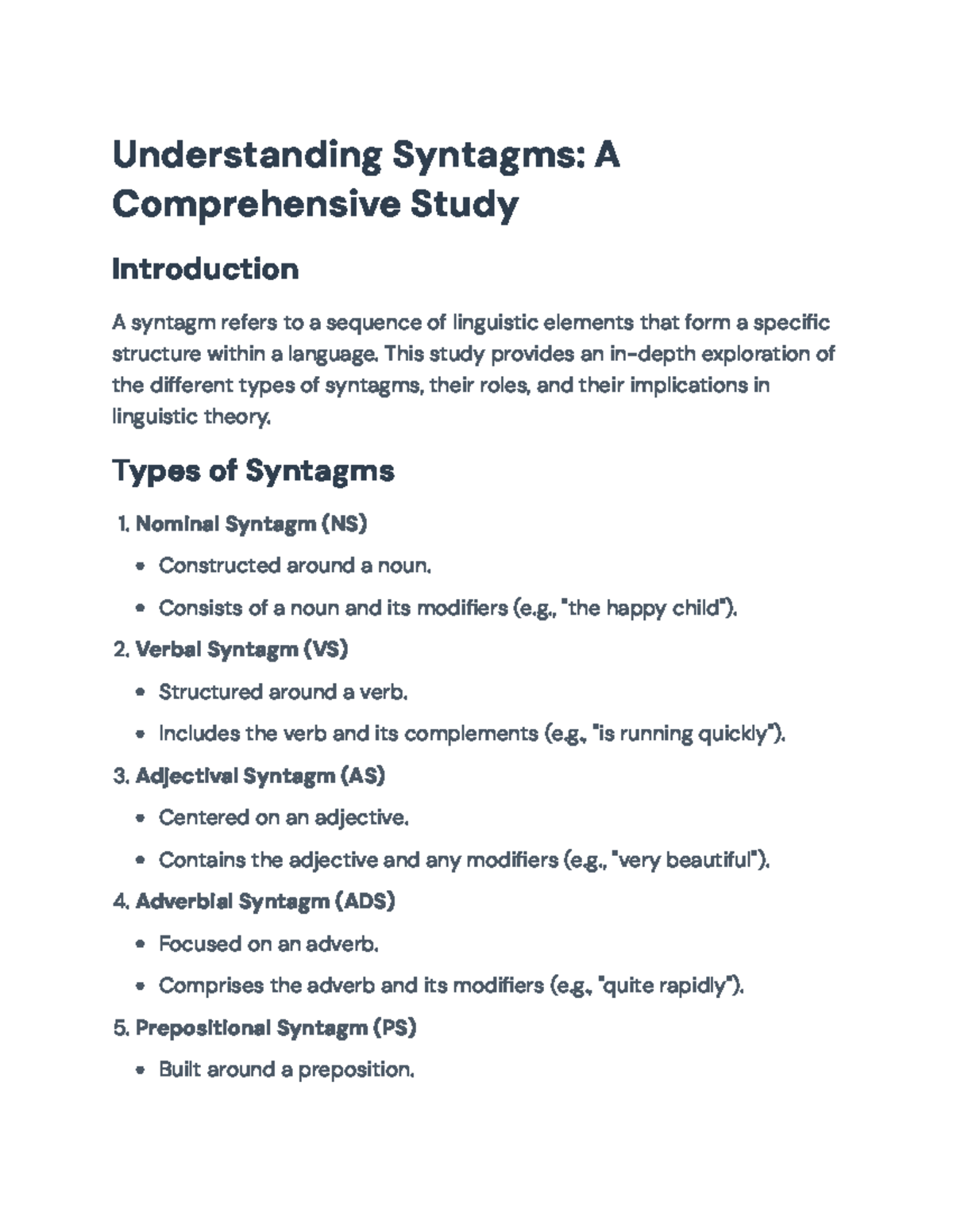 Understanding Syntagms: Types, Structures, and Linguistic Implications ...