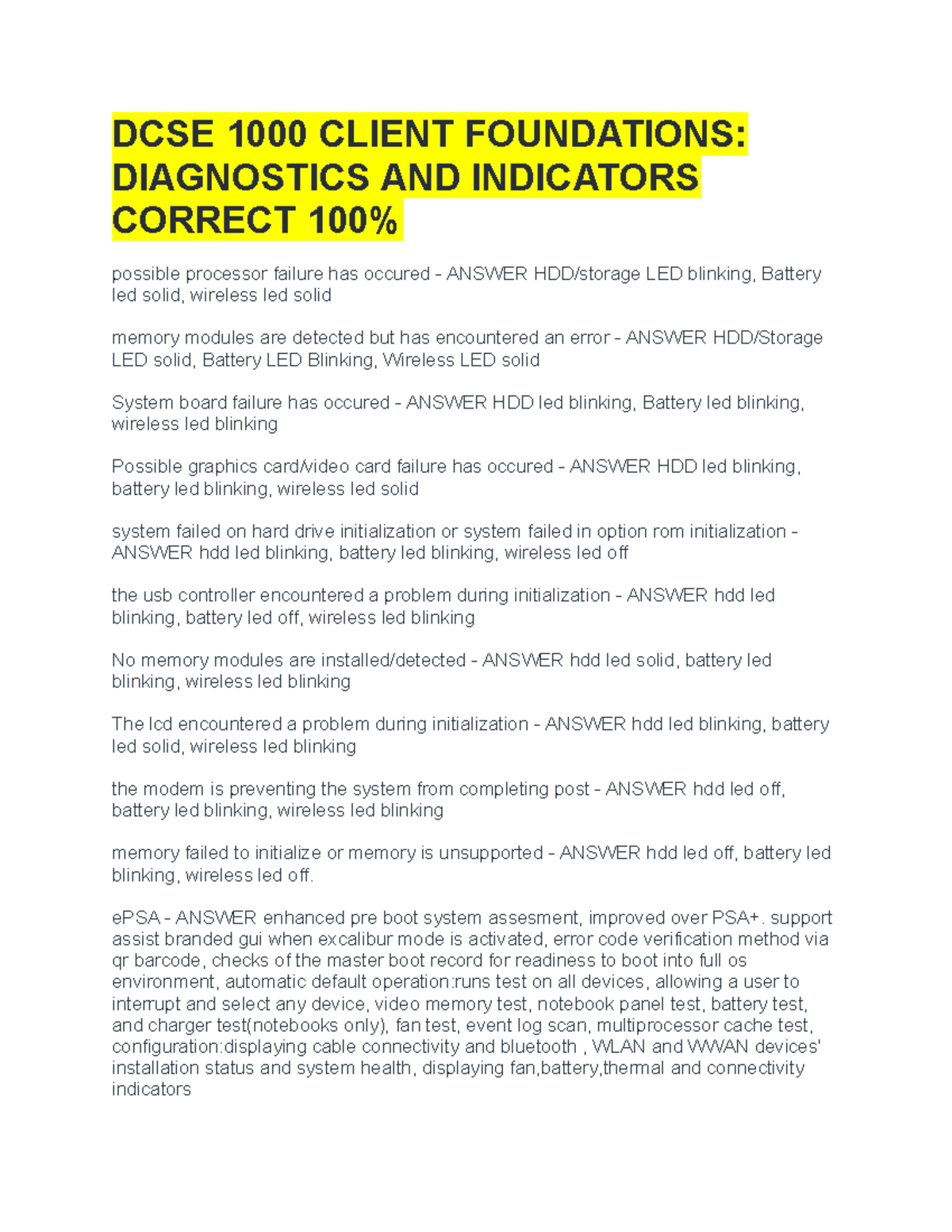 DCSE 1000 Client Foundations: Diagnostics and Indicators Guide - Studocu