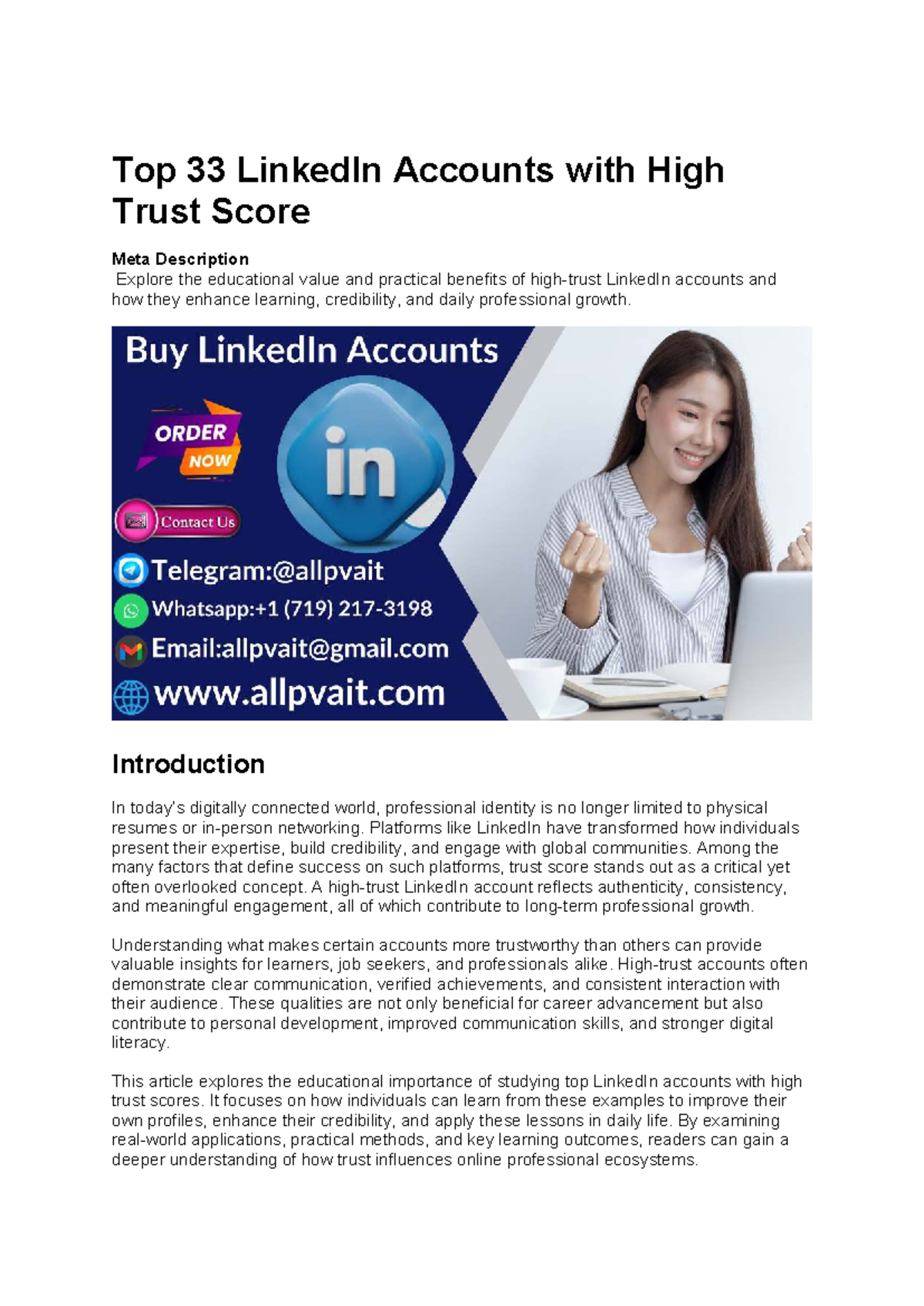 Top 33 LinkedIn Accounts with High Trust Score: Insights & Benefits ...