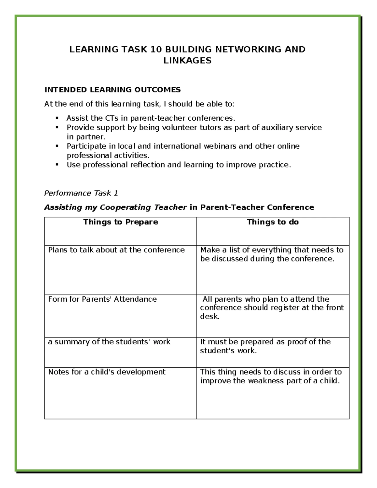 Learning Task 7: Assessment Practices for Teaching Internship - Studocu
