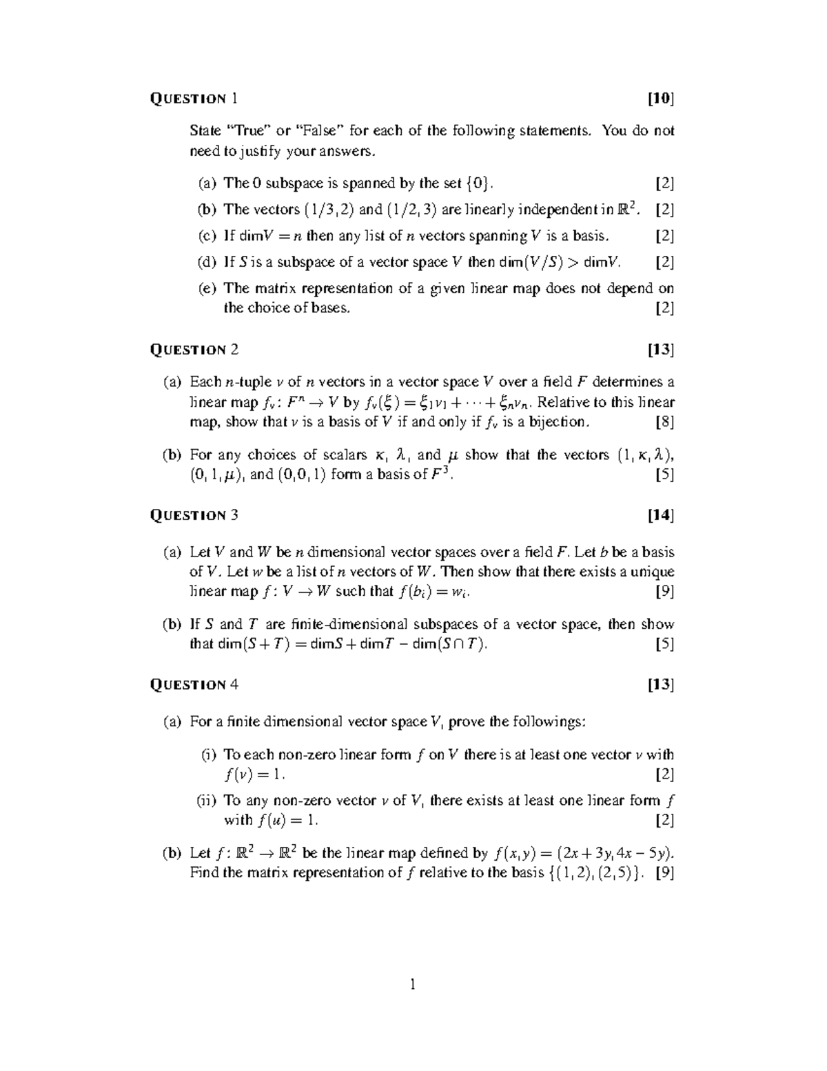 SMTA022 Test 2 - Linear Algebra Exam Questions and Solutions - Studocu