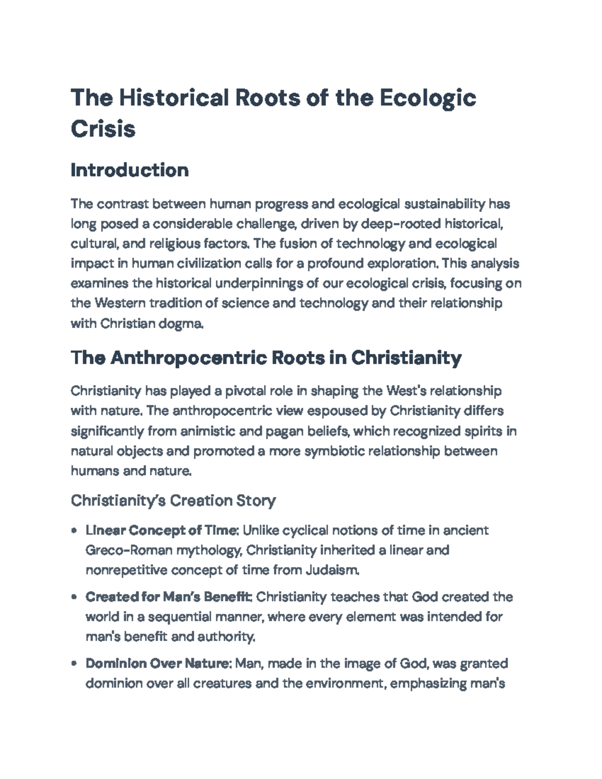 HIST 301: The Historical Roots of the Ecological Crisis Explained - Studocu