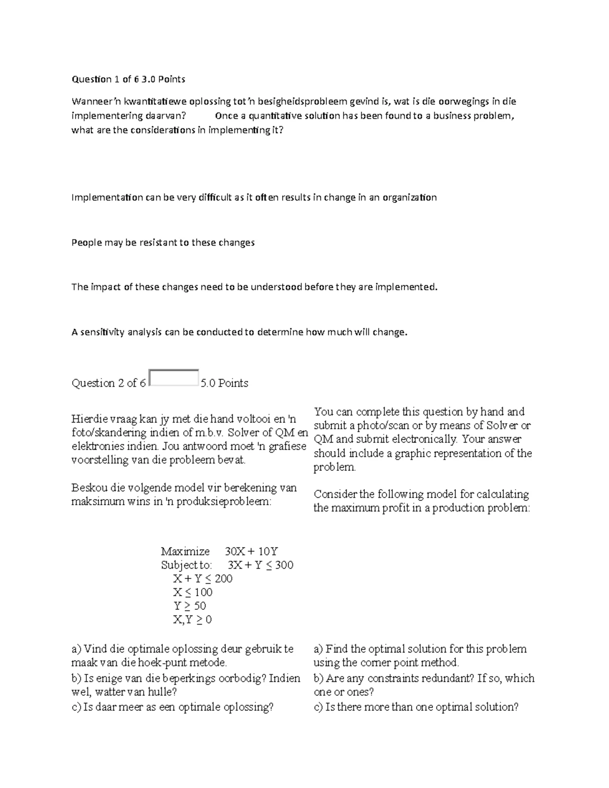 Class Test 3 CMPG312: Decision Support Systems Study Units 9 & 10 - Studocu