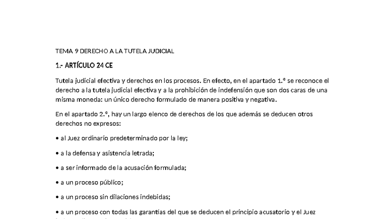 TEMA 9: Derecho a la Tutela Judicial Efectiva y Garantías Procesales ...