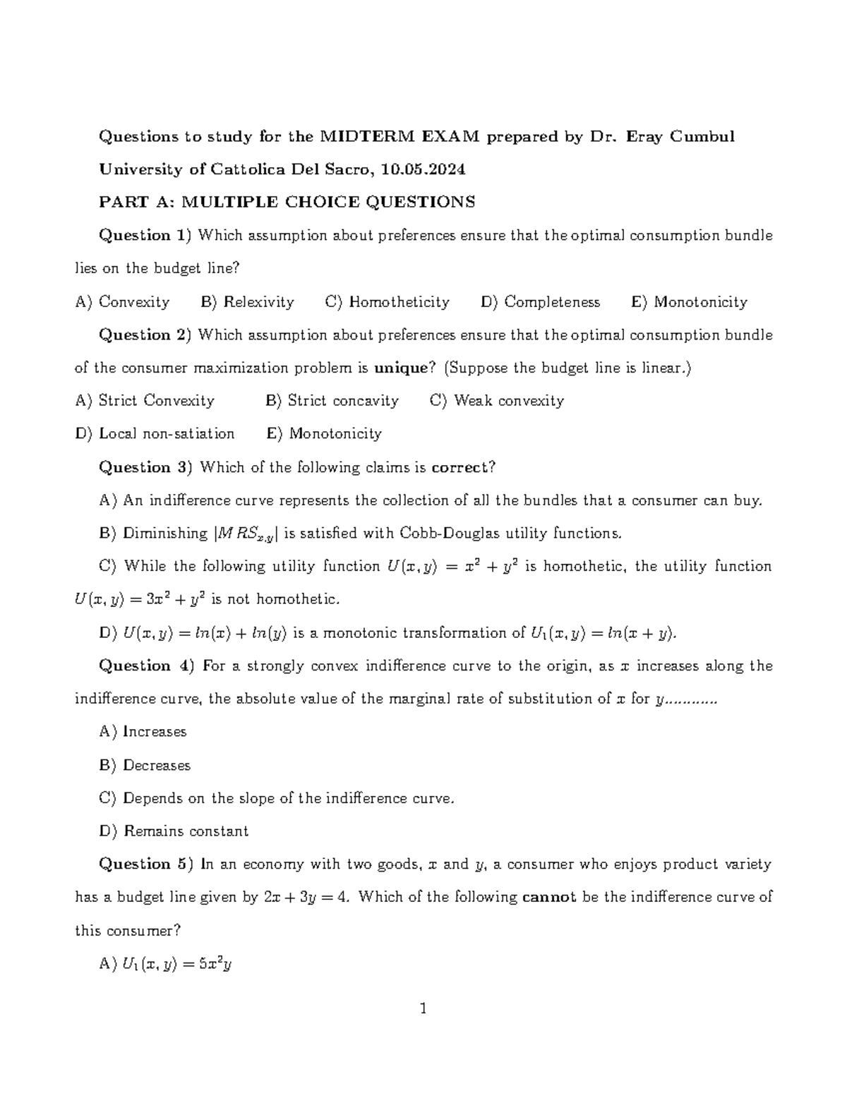 MIDTERM EXAM Study Questions & Answers for ECON 101 - Studocu