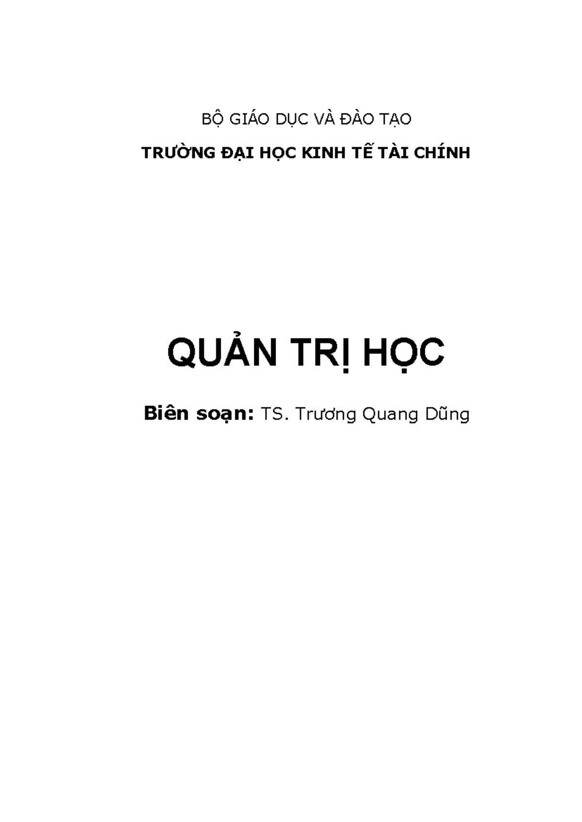 Tài liệu tham khảo về Quản trị học - QTH - Studocu