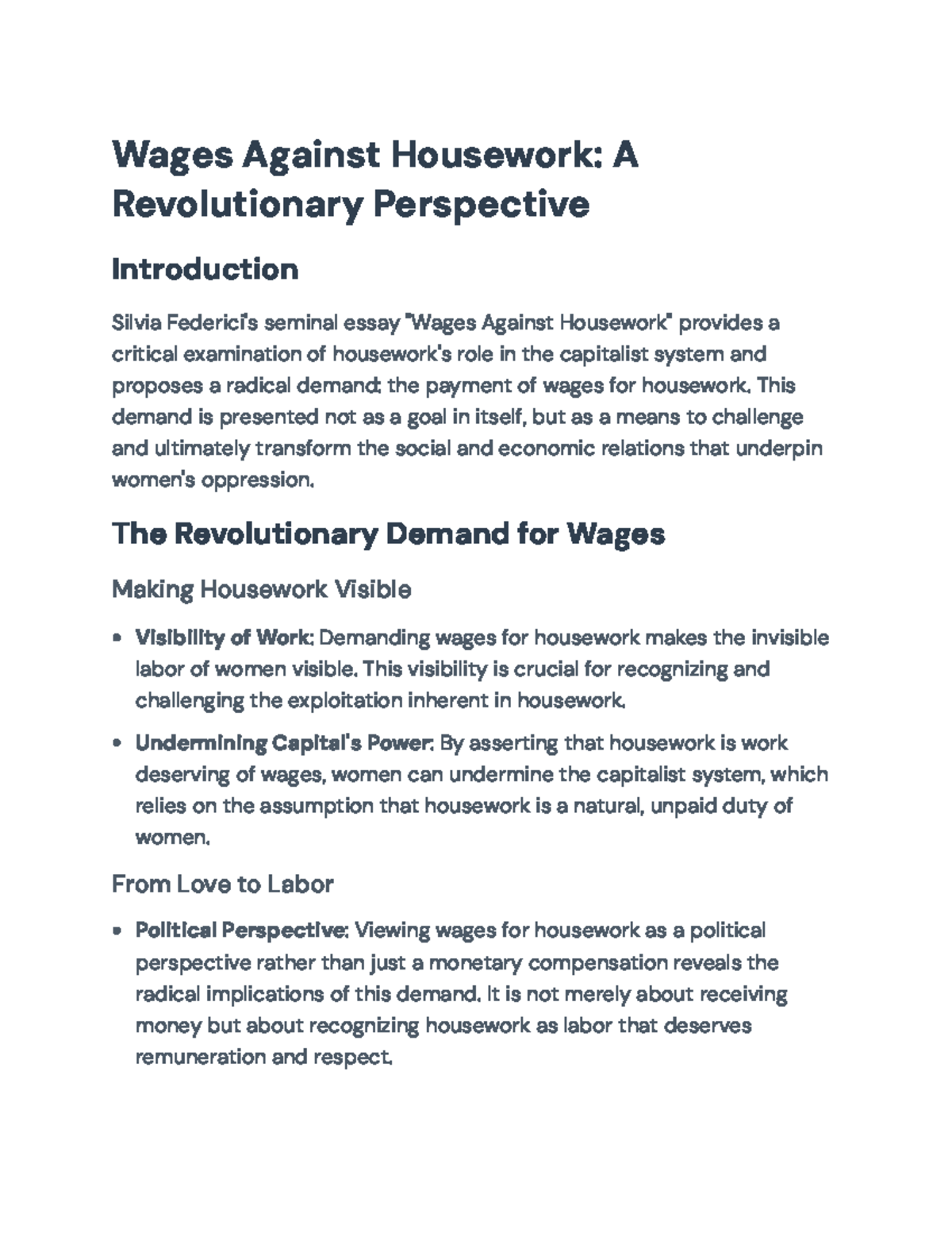 Wages Against Housework: A Revolutionary Perspective on Labor and ...