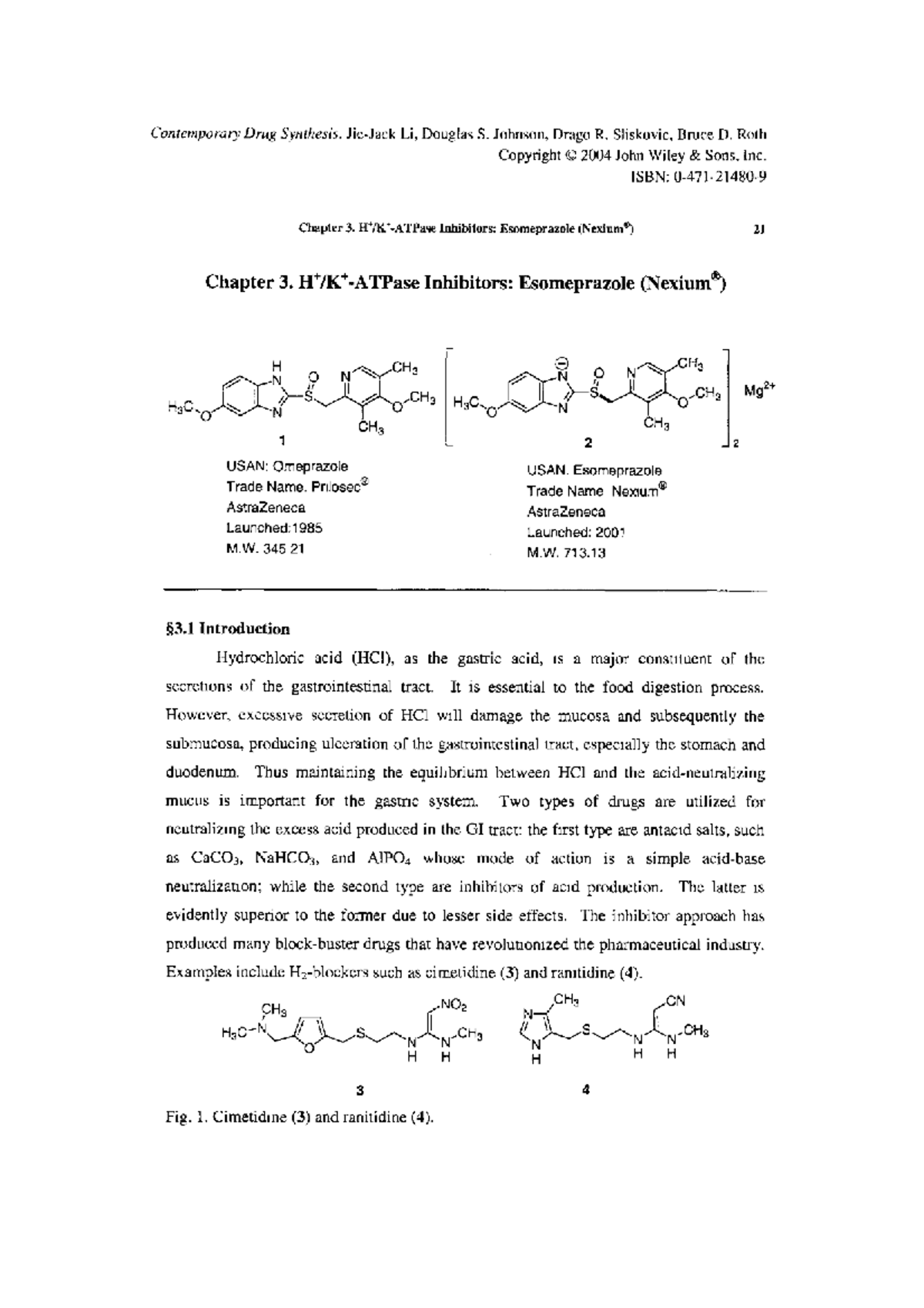 Contemporary Drug Synthesis: Chapter 3 - Esomeprazole Insights - Studocu