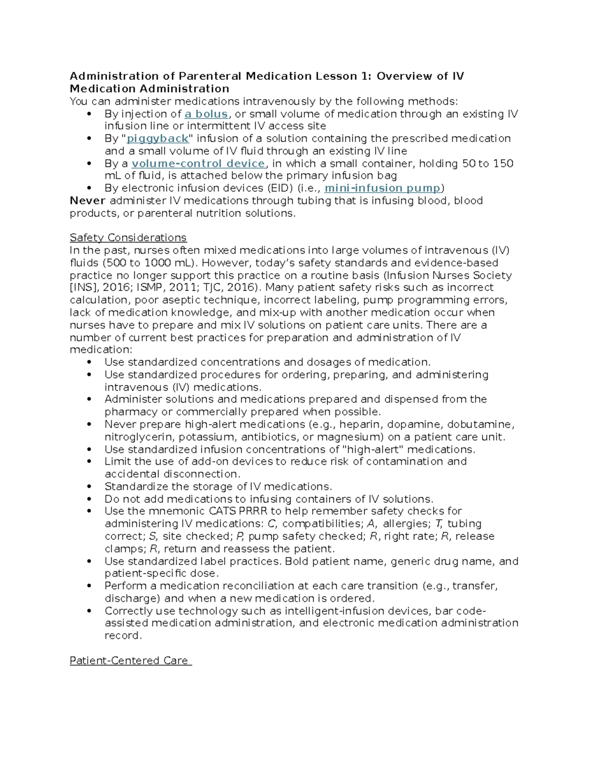 Admin of Parenteral Meds: IV Medication Administration Overview ...