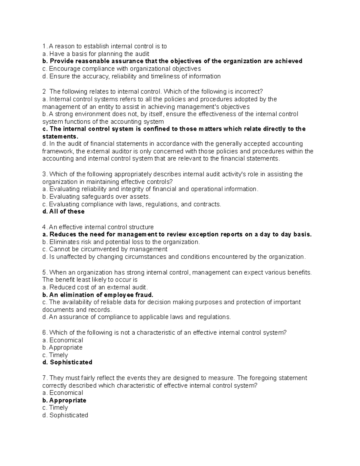 Quiz - Group-3: Internal Control Principles and Practices - Studocu