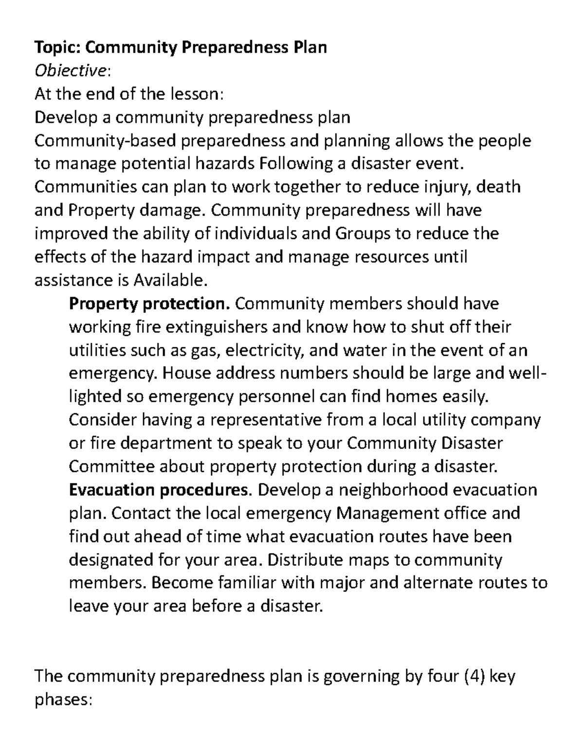 Document (42) - Ydugi - Topic: Community Preparedness Plan Obiective ...