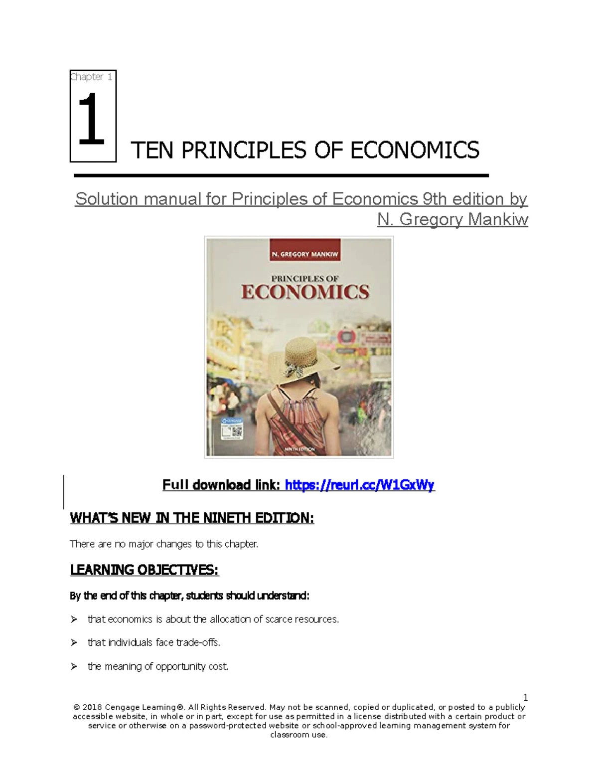 Solution manual for Principles of Economics 9th edition by N