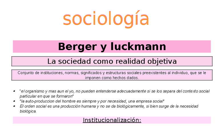 Berger y Luckmann: Realidad Subjetiva y Objetiva en Sociología - Studocu