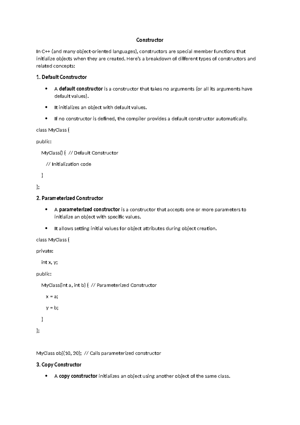 Constructor Types and Concepts - Assignment Notes - Studocu
