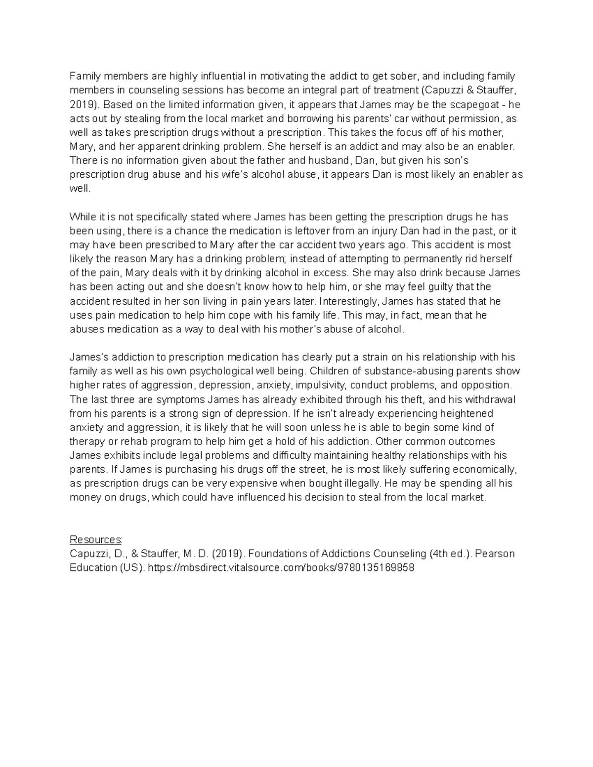PSY-200-J3764 Case Study Milestone One: Substance Addiction Analysis ...