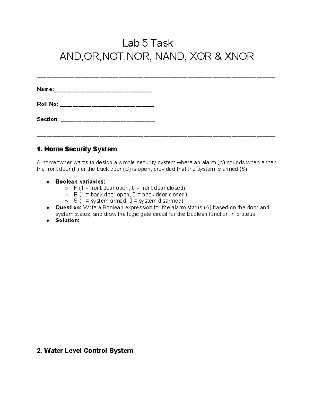 Lab 5 Task - lab task 5 - Lab 5 Task AND,OR,NOT,NOR, NAND, XOR & XNOR ...