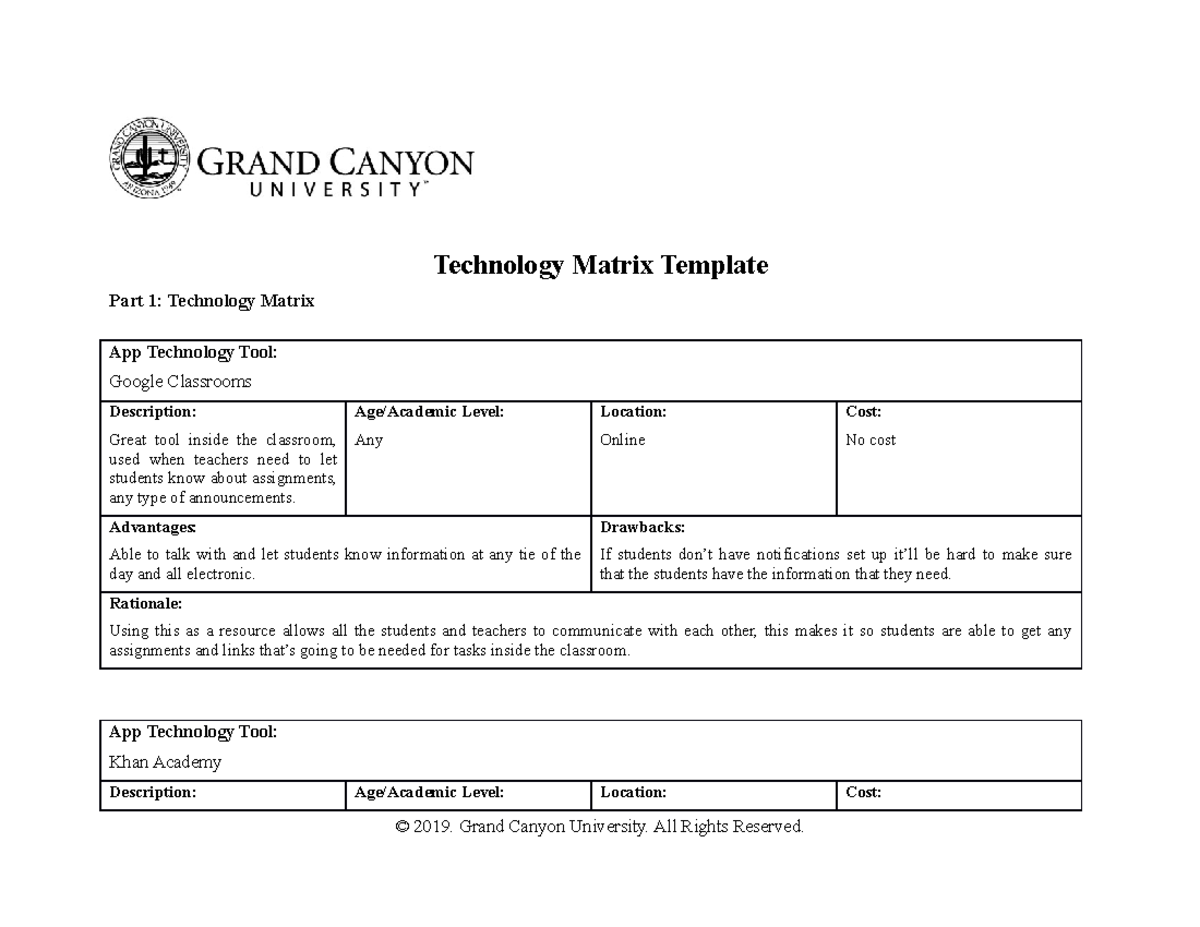 SPD-470-D-T5-Tech Matrix Template for Educational Tools and Apps - Studocu