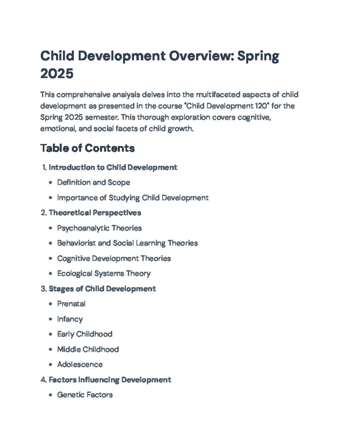 Child Development Analysis: Insights for CD 120 - Spring 2025 - Studocu