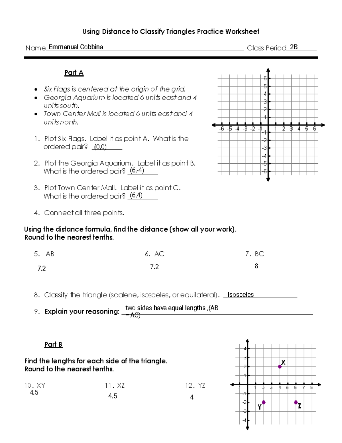 Distance Practice 1 - Classifying Triangles Worksheet - Studocu