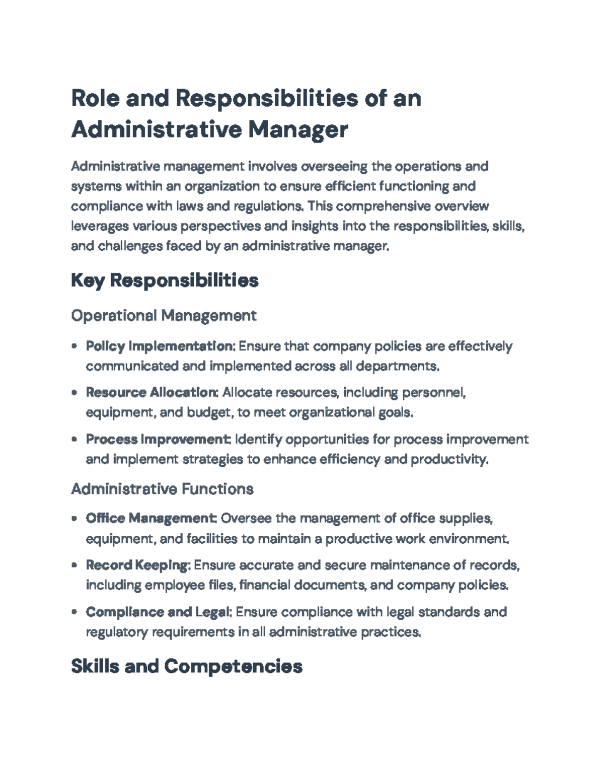 Administrative Management: Roles, Responsibilities, and Challenges ...
