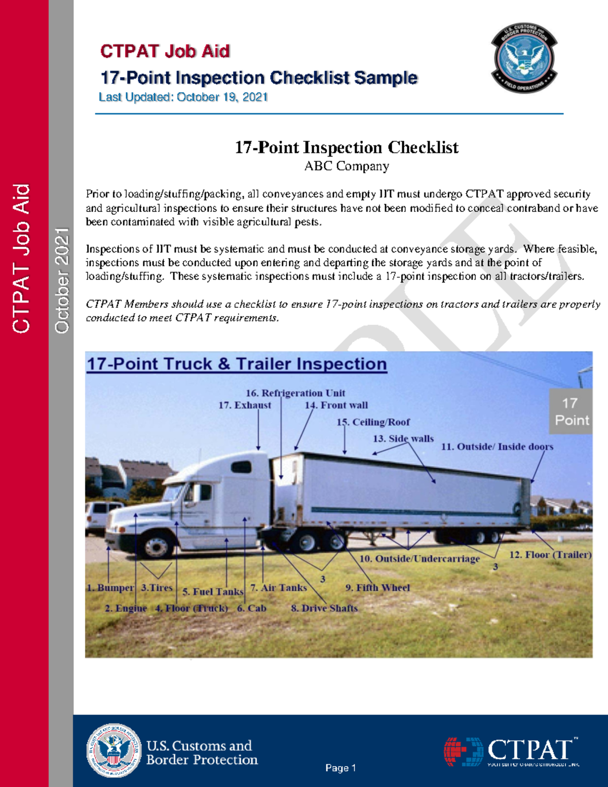 CTPAT Job Aid: 17-Point Inspection Checklist Sample (508) (002) - Studocu