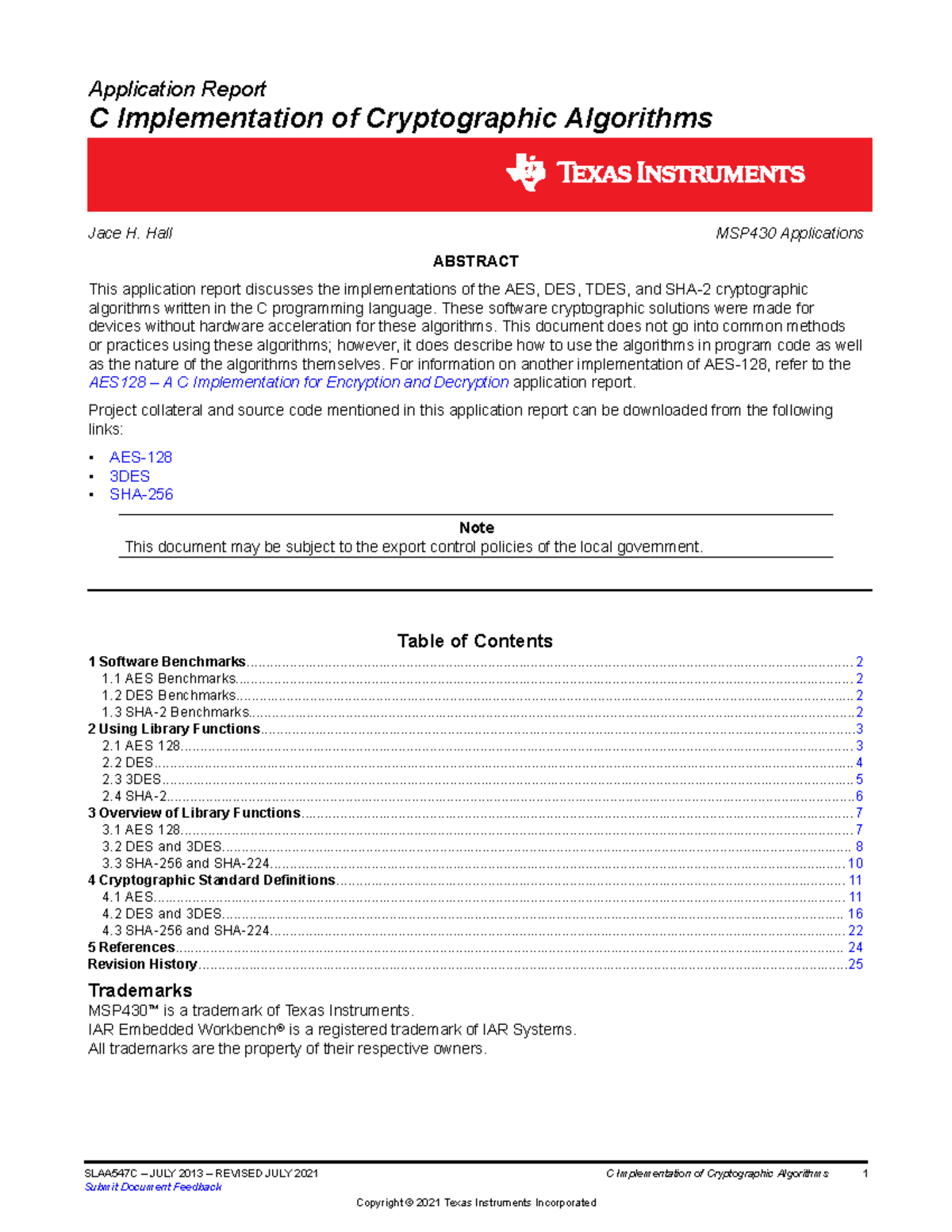C Implementation of Cryptographic Algorithms: C Programs for AES, DES ...