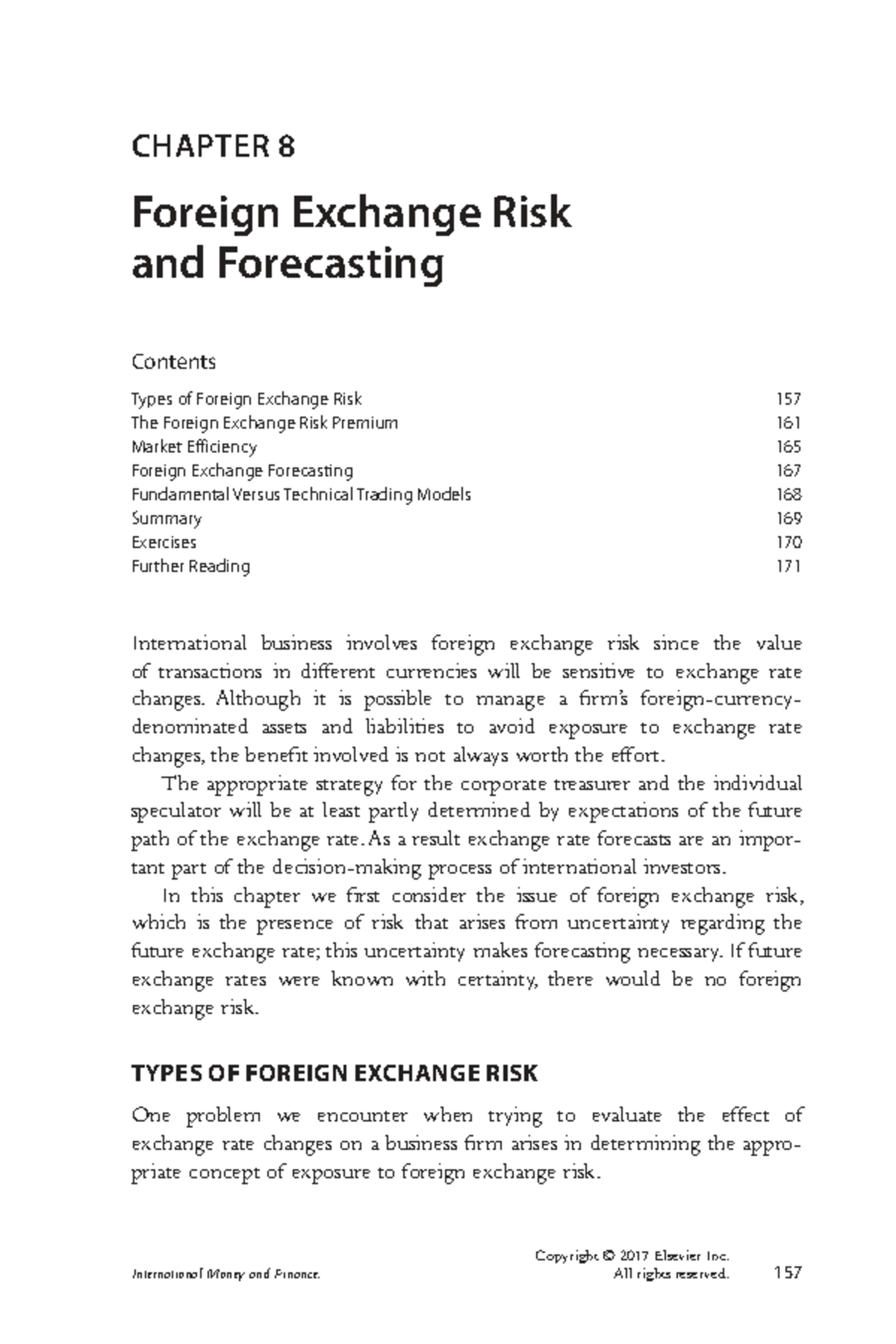 CHAPTER 8: Foreign Exchange Risk and Forecasting (IMF 2017) - Studocu