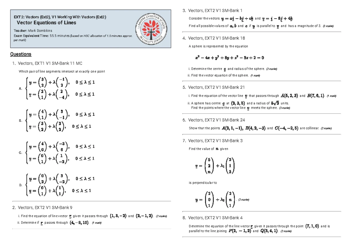 Vectors, EXT2 V1: Basic Concepts and Arithmetic Study Guide - Studocu