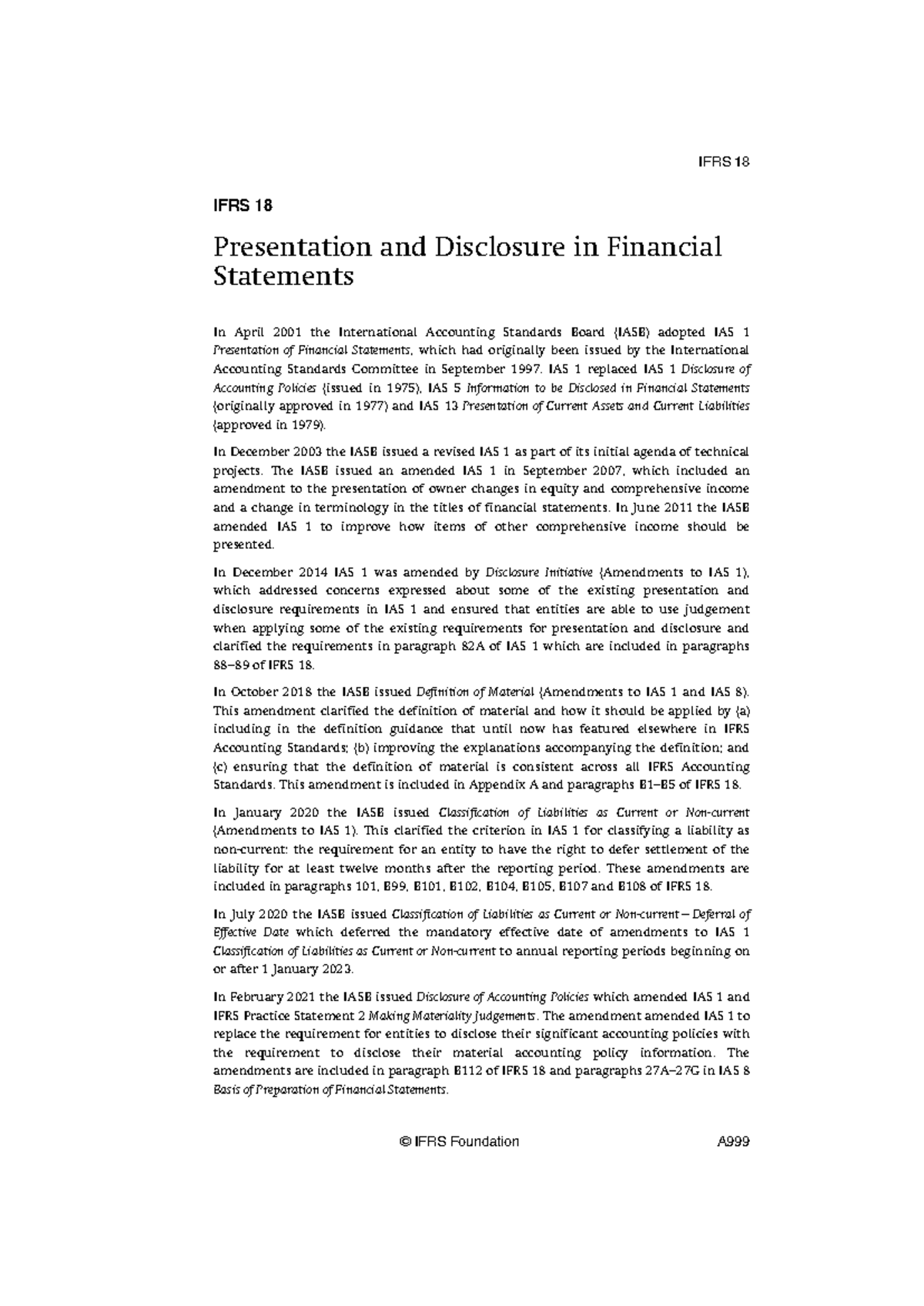 IFRS 18: Presentation and Disclosure in Financial Statements Overview ...