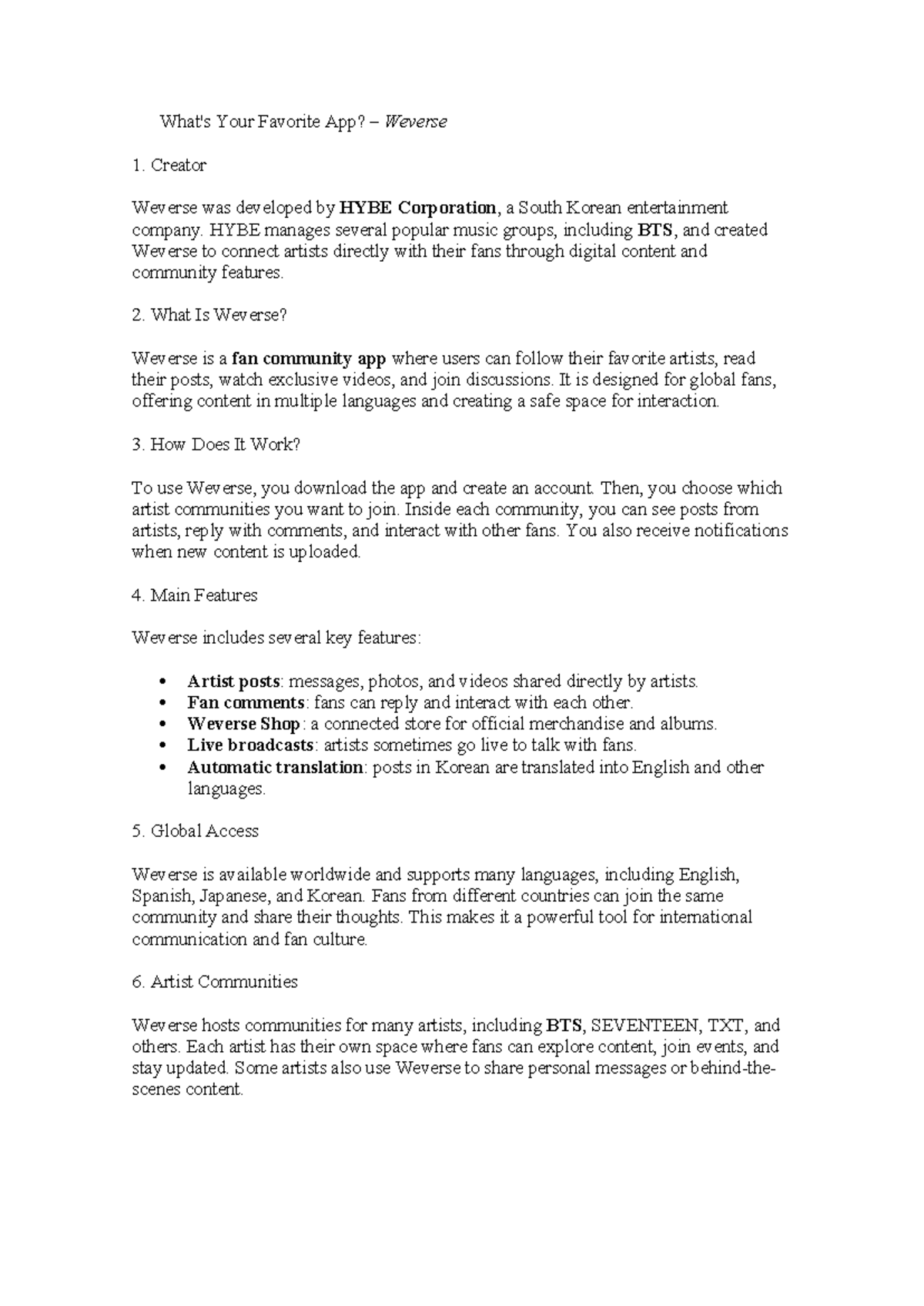 Weverse App Overview: Features & Global Fan Communities - Studocu