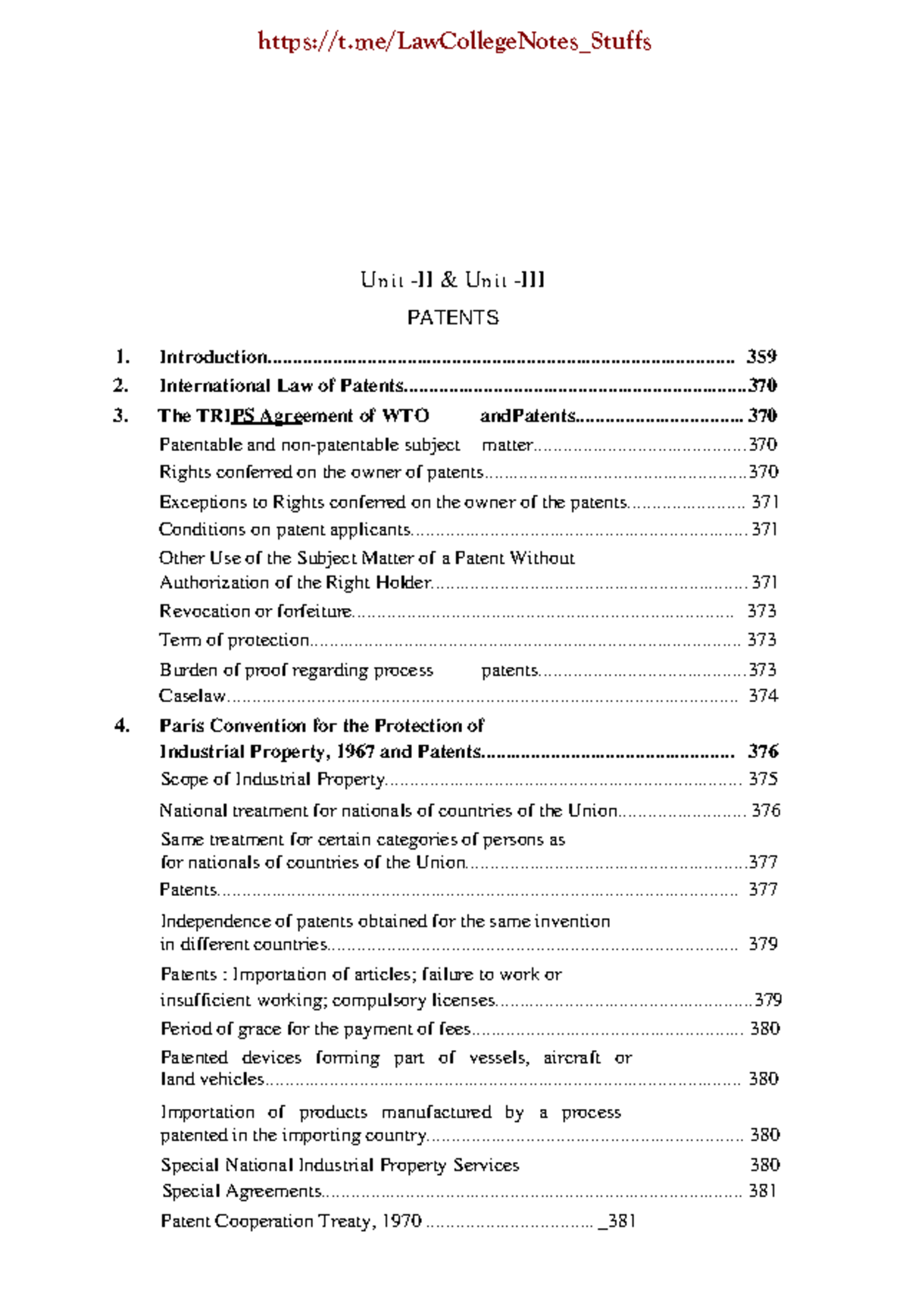 Materials on Patent - Unit-II & Unit-III PATENTS - Studocu