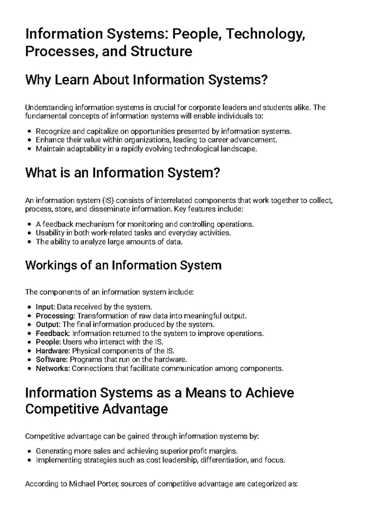 Chapter 1 Study Guide: Understanding Information Systems for Success ...