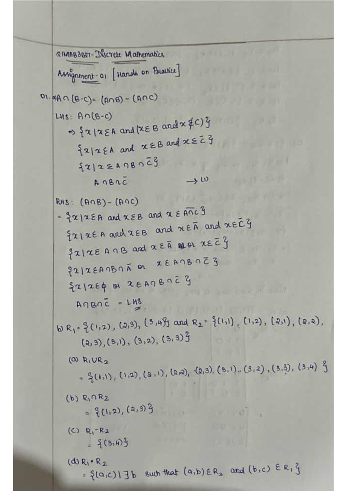Discreete maths assignment - Discrete Mathematics Hands on 01. An (AnB ...
