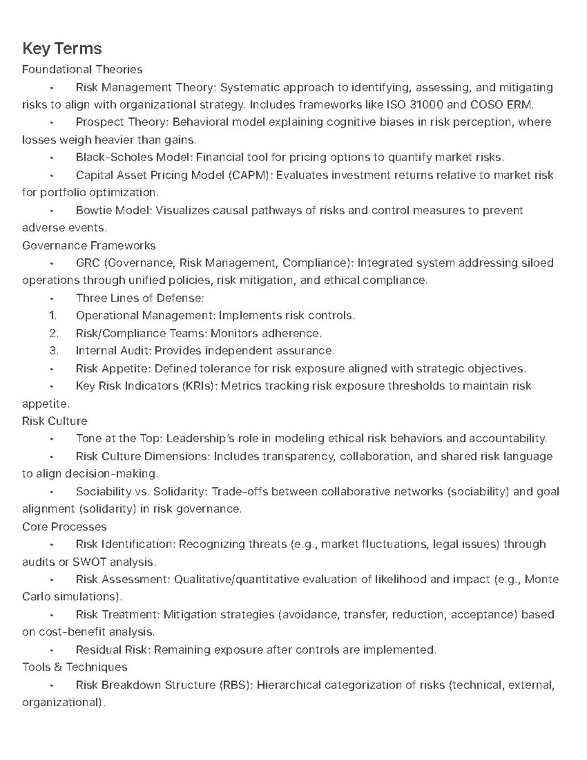 Key Terms in Risk Management Theory: Frameworks & Models Explained ...
