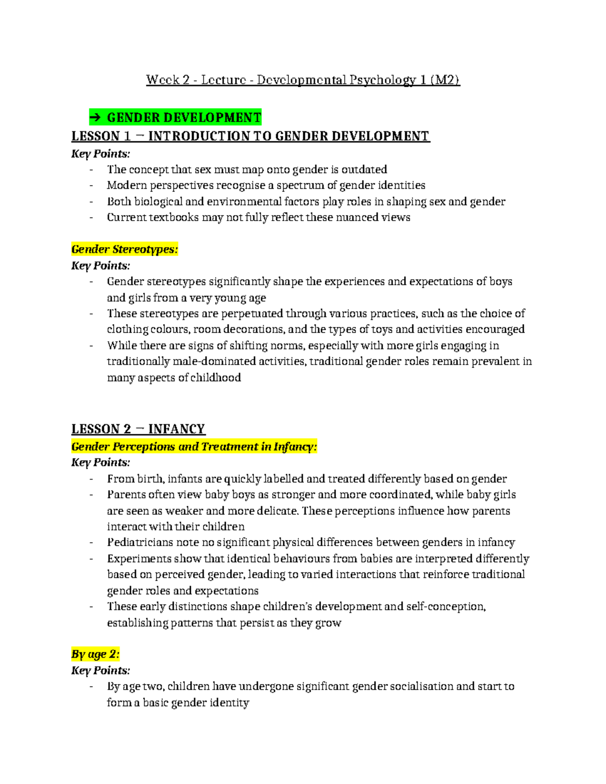 Week 2 Lecture: Gender Development & Moral Development in PSYU1102 ...