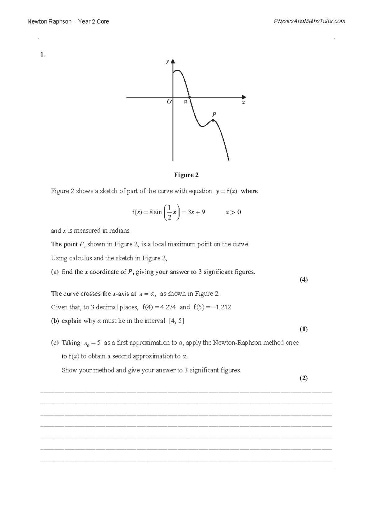 Newton Raphson Method - Year 2 Core Physics & Maths Tutor QP - Studocu