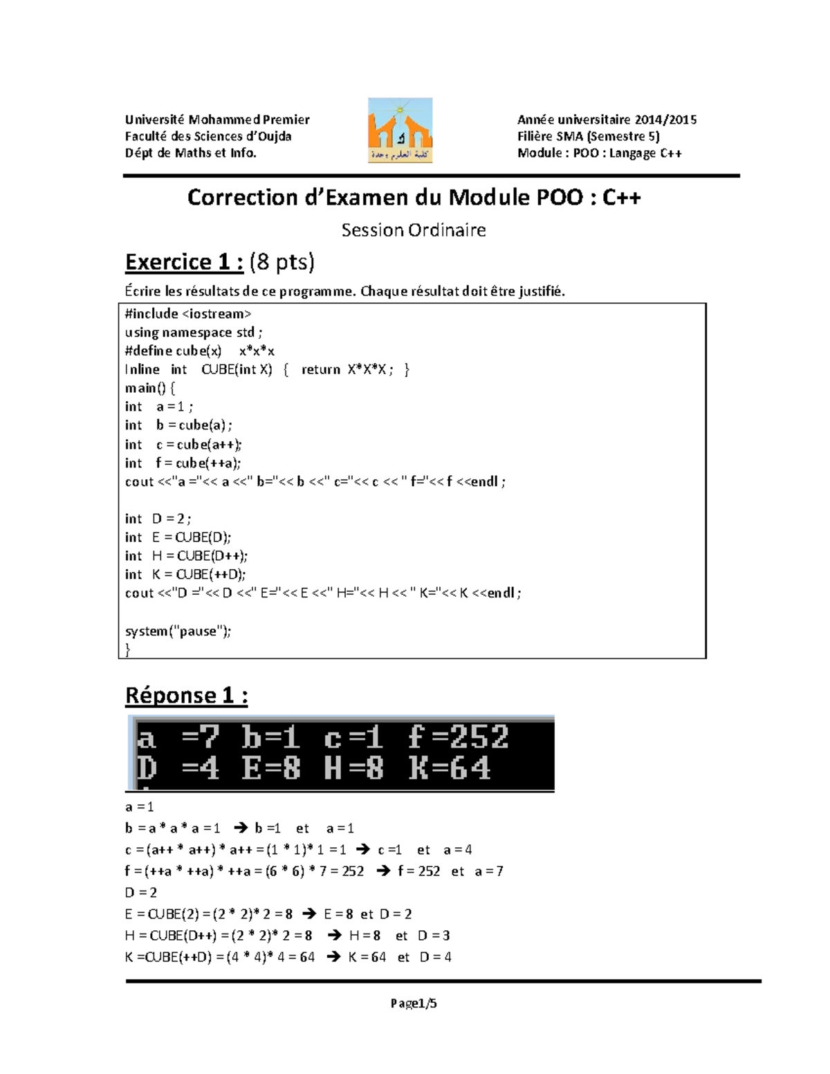 Correction d'Examen POO C++ - Module 398680760 - Session Ordinaire ...