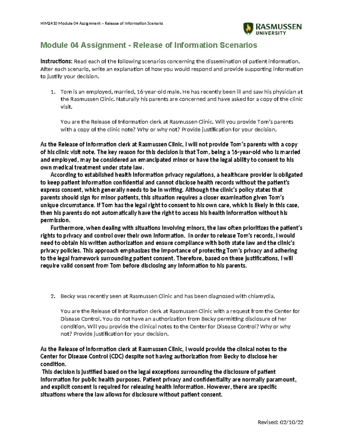 HIM1257 Module 04 - Coding from Operative Reports Worksheet
